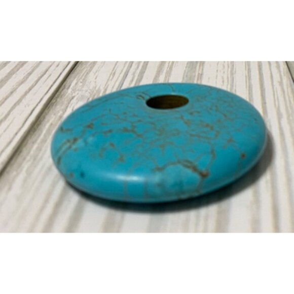 Round Turquoise-Style Howlite Stone Pendant 1.75" For Jewelry Making & Crafting - Picture 3 of 4